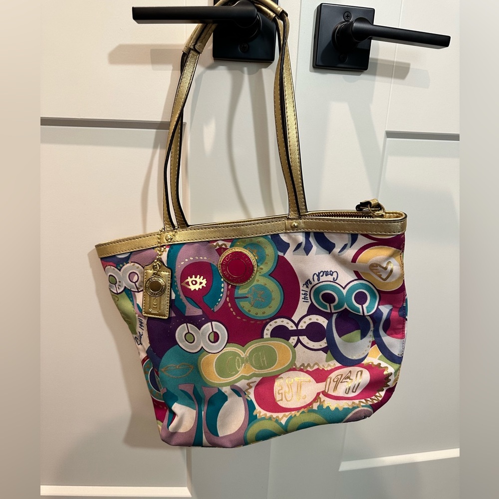 Colorful coach purse and matching wallet